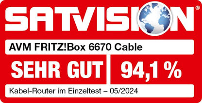 AVM FRITZ!Box 6670 Kabel Router DOCSIS 3.1 Wi-Fi 7 3,6 GBit/s Zigbee