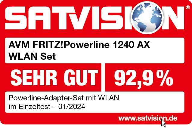 AVM FRITZ!Powerline 1240 AX WLAN Set Powerline Adapter Wi-Fi 6 1200 MBit/s