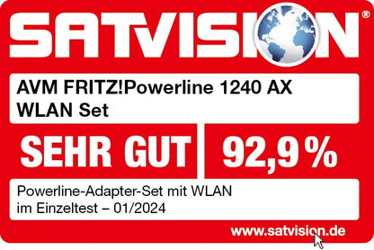 AVM FRITZ!Powerline 1240 AX WLAN Set Powerline Adapter Wi-Fi 6 1200 MBit/s