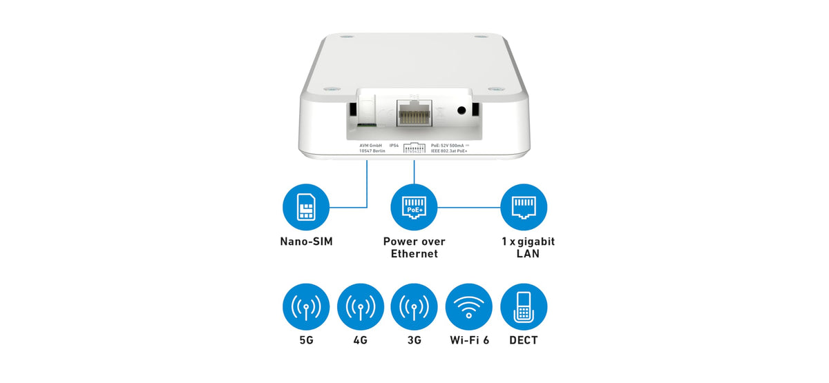 AVM FRITZ!Box 6860 5G Router Indoor Outdoor Wi-Fi 6 3 GBit/s PoE DECT