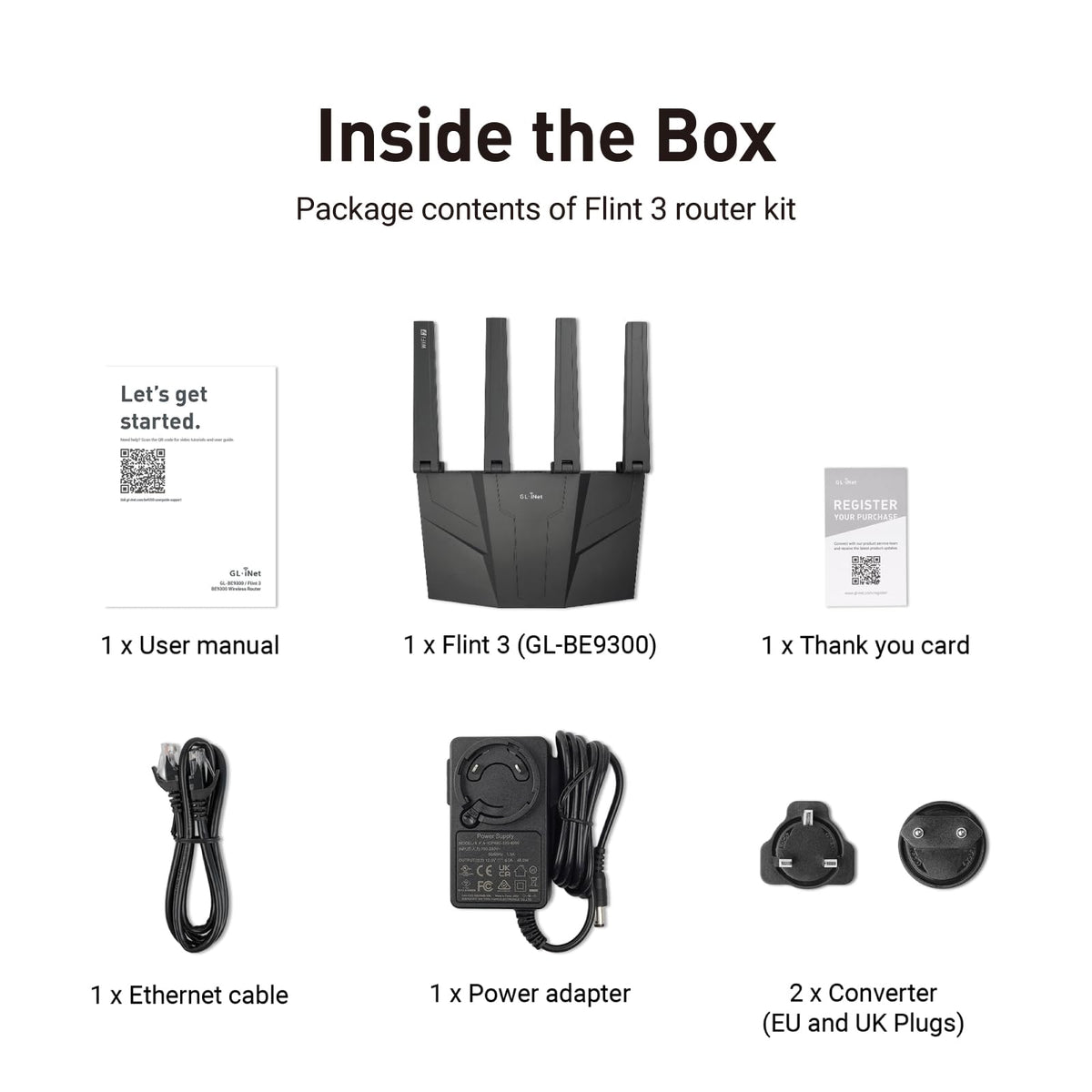 GL.iNet GL-BE9300 Flint 3 Tri-Band Wi-Fi 7 Router 9 GBit/s VPN 5x2,5G