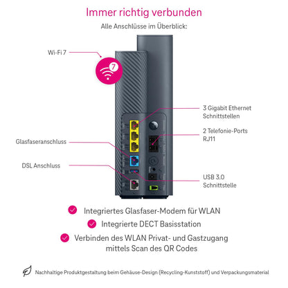 Telekom Speedport 7 Wi-Fi 7 Glasfaser Router 6760 MBit/s GPON Mesh 4K UHD