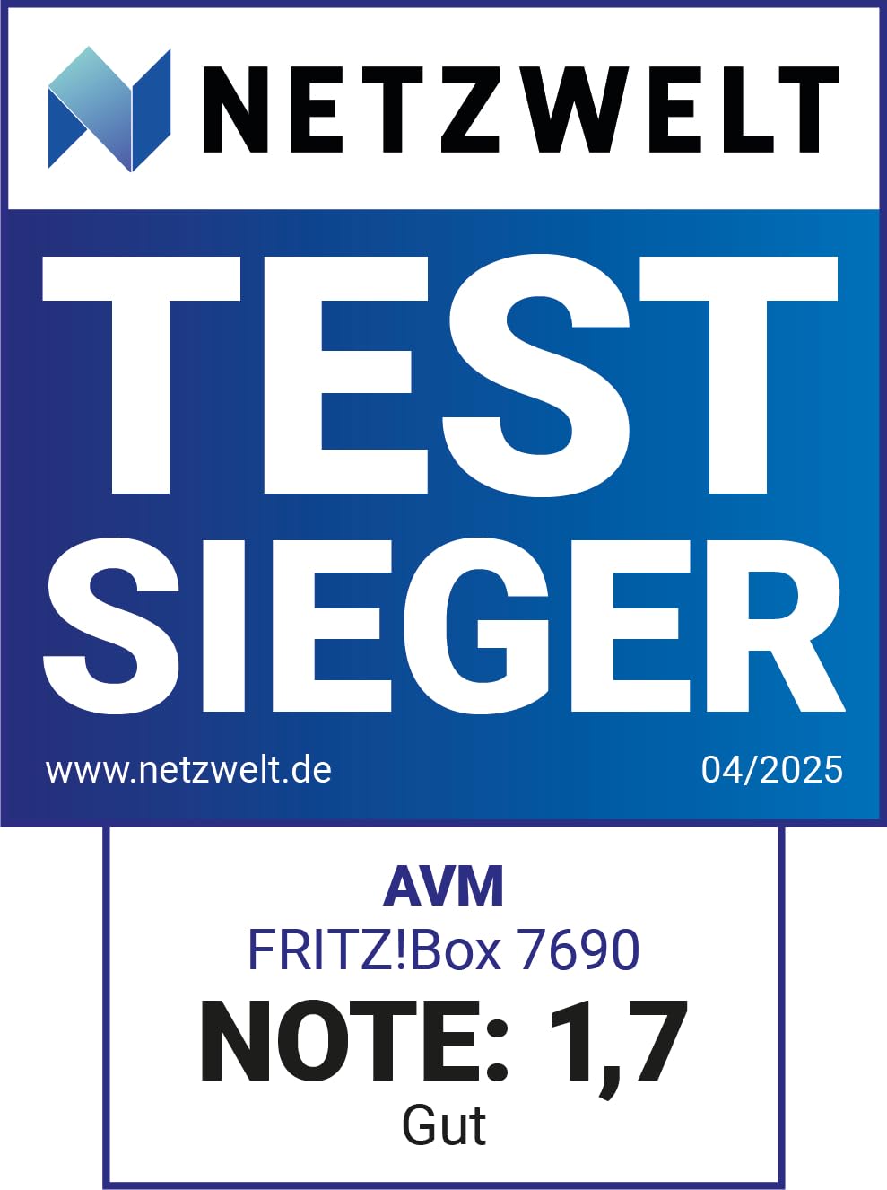 AVM FRITZ!Box 7690 DSL Router Wi-Fi 7 7,1 GBit/s WLAN Mesh Heimnetz
