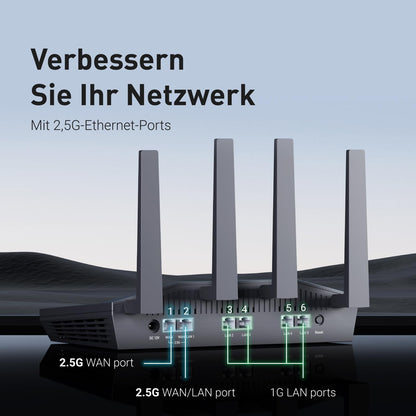 GL.iNet GL-MT6000 Flint 2 Wi-Fi 6 Gaming Router 6 GBit/s VPN 2x2,5G WireGuard