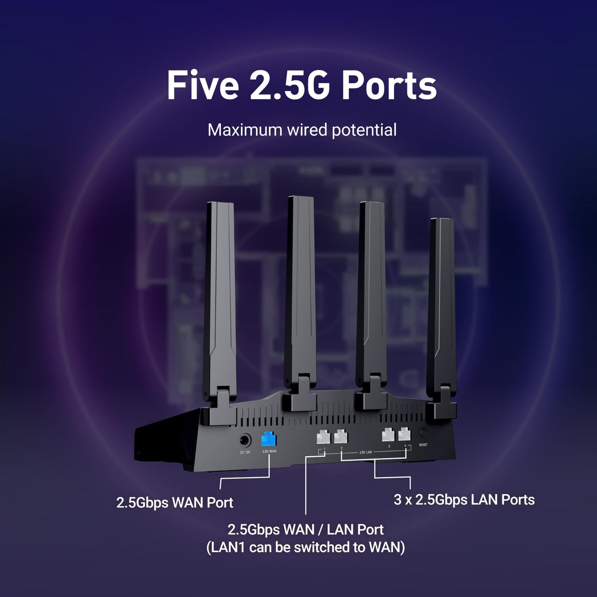 GL.iNet GL-BE9300 Flint 3 Tri-Band Wi-Fi 7 Router 9 GBit/s VPN 5x2,5G