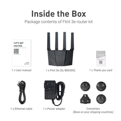 GL.iNet GL-BE6500 Flint 3e Wi-Fi 7 Router VPN 6,5 GBit/s WireGuard Gaming