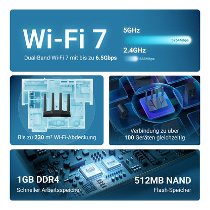 GL.iNet GL-BE6500 Flint 3e Wi-Fi 7 Router VPN 6,5 GBit/s WireGuard Gaming