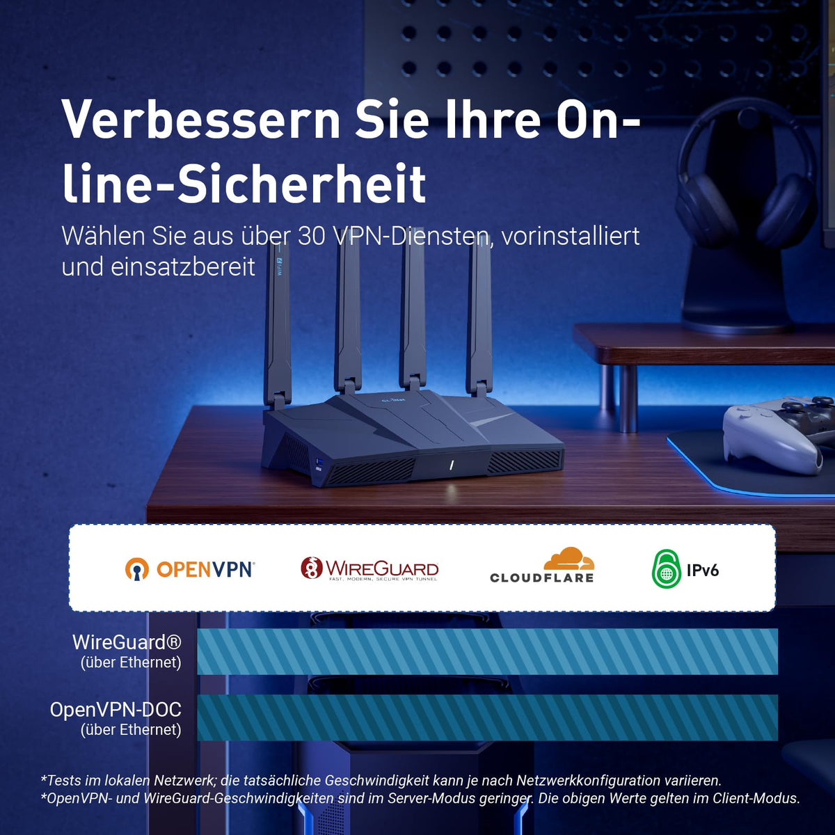 GL.iNet GL-BE6500 Flint 3e Wi-Fi 7 Router VPN 6,5 GBit/s WireGuard Gaming