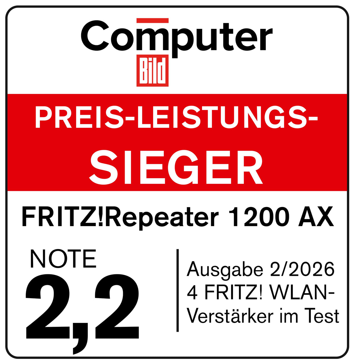AVM FRITZ!Repeater 1200 AX WLAN Mesh Repeater Wi-Fi 6 3 GBit/s Gigabit LAN
