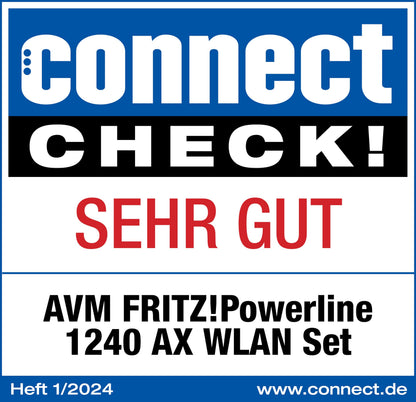 AVM FRITZ!Powerline 1240 AX WLAN Set Powerline Adapter Wi-Fi 6 1200 MBit/s