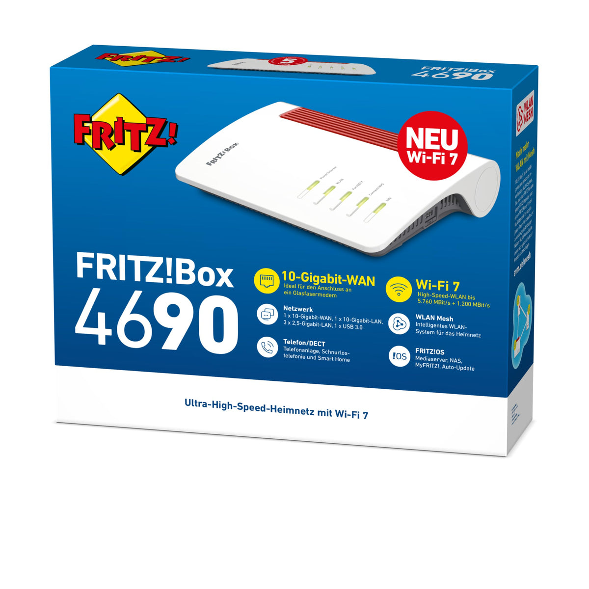 AVM FRITZ!Box 4690 WLAN Mesh Router Wi-Fi 7 7 GBit/s 10G Glasfaser