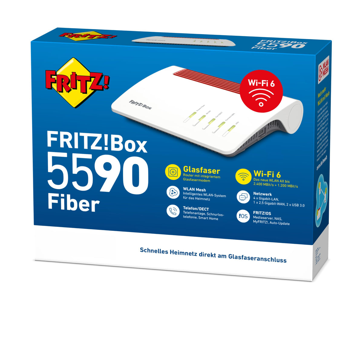 AVM FRITZ!Box 5590 Fiber Glasfaser Router Wi-Fi 6 3,6 GBit/s GPON AON