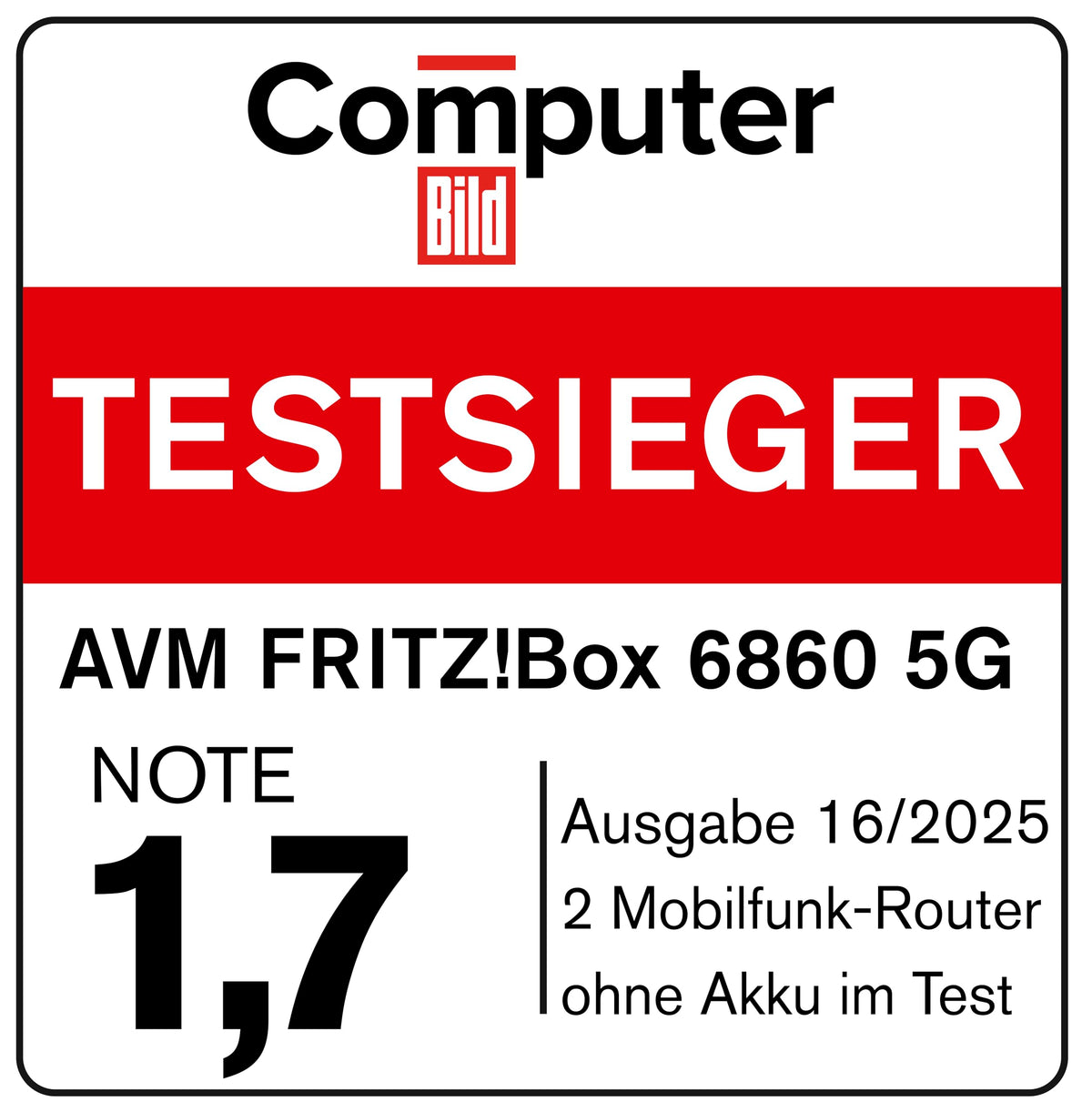 AVM FRITZ!Box 6860 5G Router Indoor Outdoor Wi-Fi 6 3 GBit/s PoE DECT