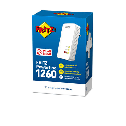 AVM FRITZ!Powerline 1260 Single Powerline Adapter Wi-Fi 5 WLAN AC+N 1200 MBit/s