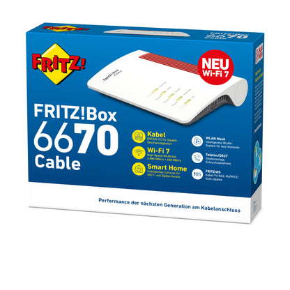 AVM FRITZ!Box 6670 Kabel Router DOCSIS 3.1 Wi-Fi 7 3,6 GBit/s Zigbee
